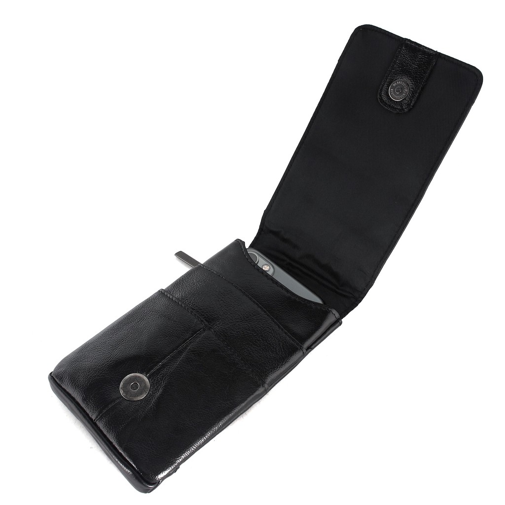 TOKOKOE - Dompet Sarung HP Handphone - Bahan Kulit Sapi Asli - Clinford 218 Hitam