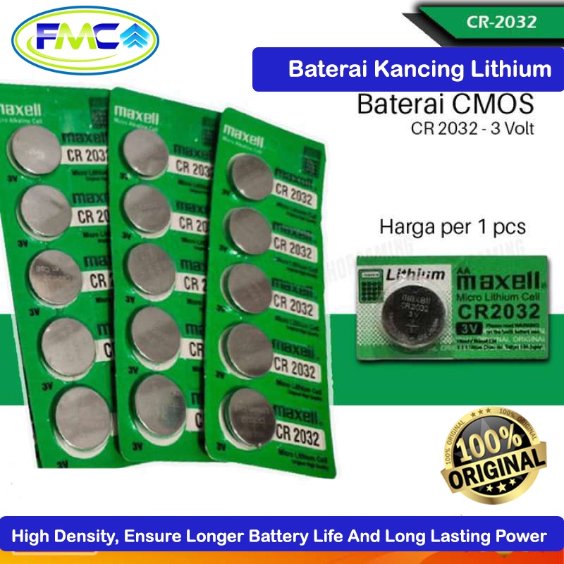 Baterai Jam Tangan Batu Kancing Koin Original CR 2032 Batre Remote Remot Battery CMOS Laptop Kancing Lithium Kalkulator Mainan Alat Digital