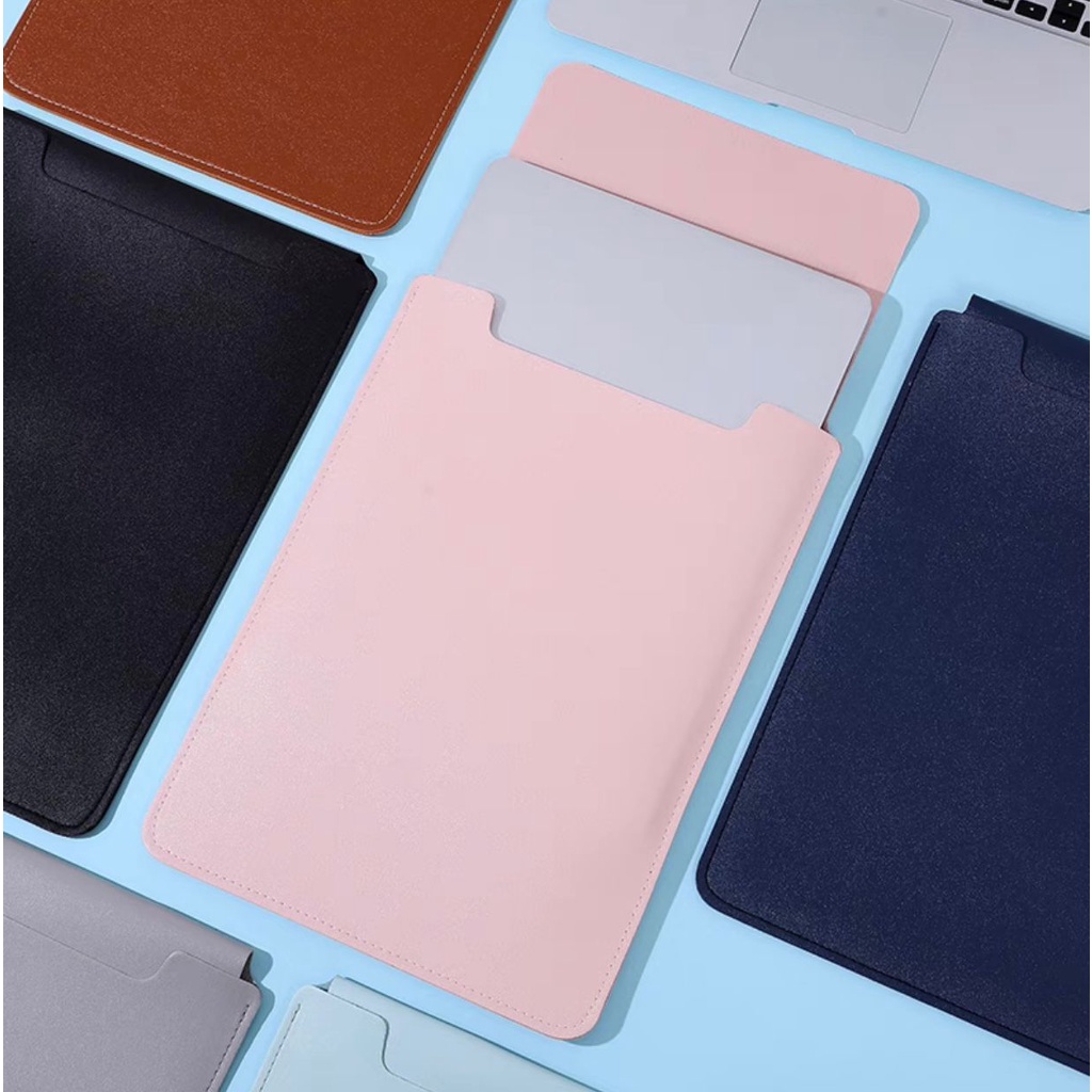 Tas Sarung Laptop Softcase Macbook Air Pro M1 M2 Sleeve Imported Slim PU Leather Size 11 12 13 14 15 16 inch