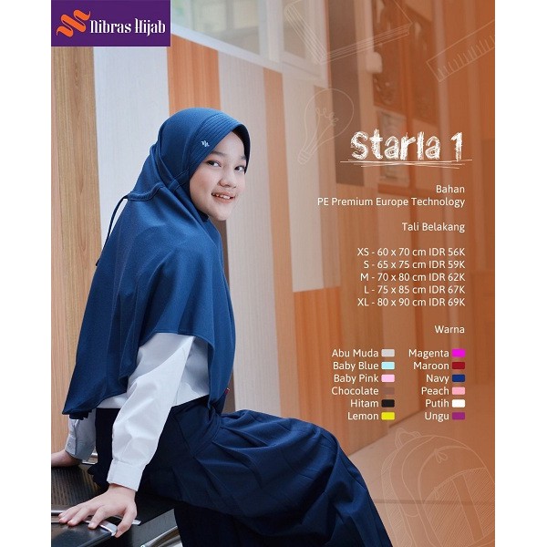 NIBRAS HIJAB STARLA 1 UKURAN S JILBAB ANAK PEREMPUAN SEKOLAH PONDOK SYARI SIMPLE CANTIK MURAH