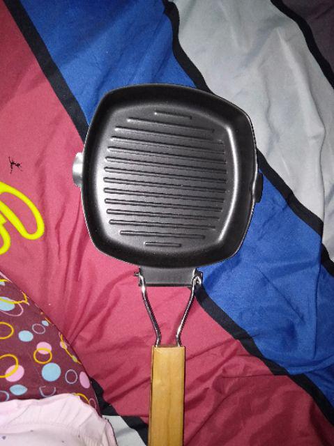 Gb078 Teflon Bbq Wajan Bbq Pemanggang Daging Wajan Panggangan Sate Anti Lengket Square Grill Pan