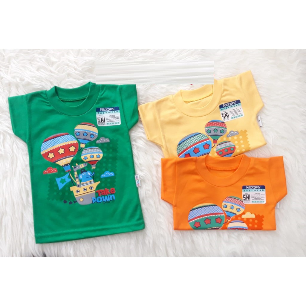 Promo,Baju Atasan Kaos Anak Ridges Warna Polos Tua (Motif Random)