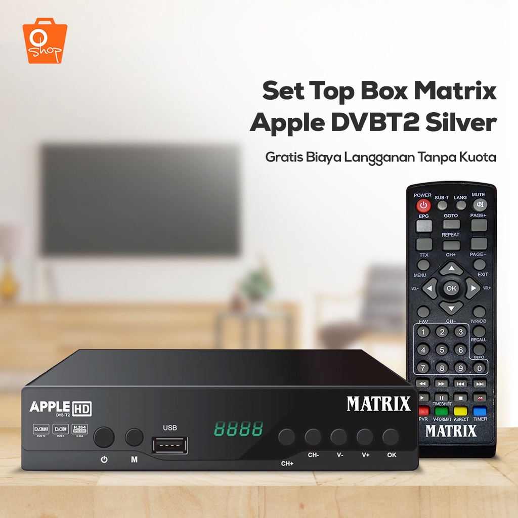 STB TV DIGITAL Set Top Box Matrix Apple DVBT2 Silver | Applecast Full HD Receiver Siaran TV Digital 