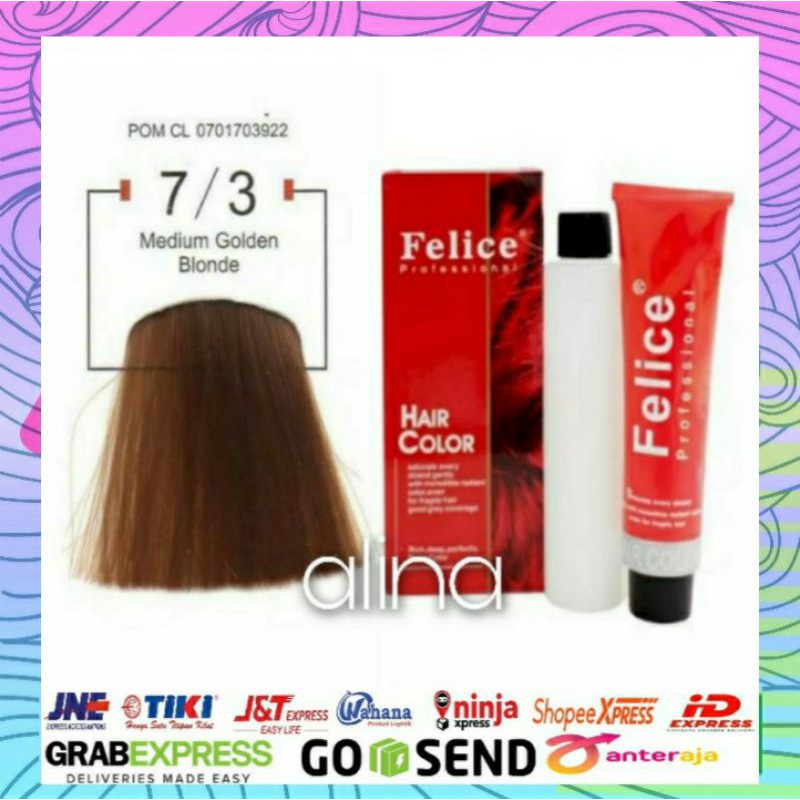 cat rambut felice hair COLOR 7/3 medium golden blonde