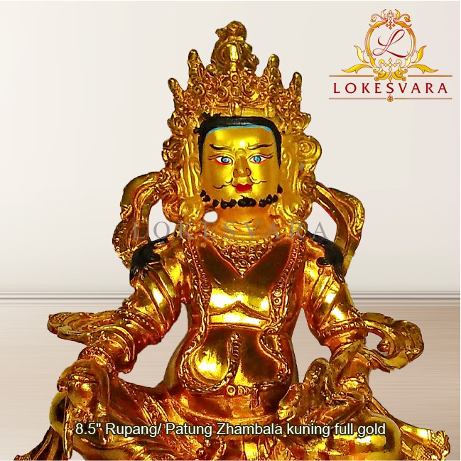 Patung Rupang Arca Logam Zhambala Kuning 8.5inch Full Gold