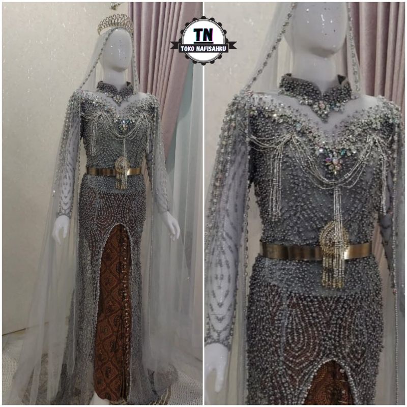 kebaya payet baju akad nikah muslim moder | gaun dress pengantin akad dan resepsi | toko nafisahku