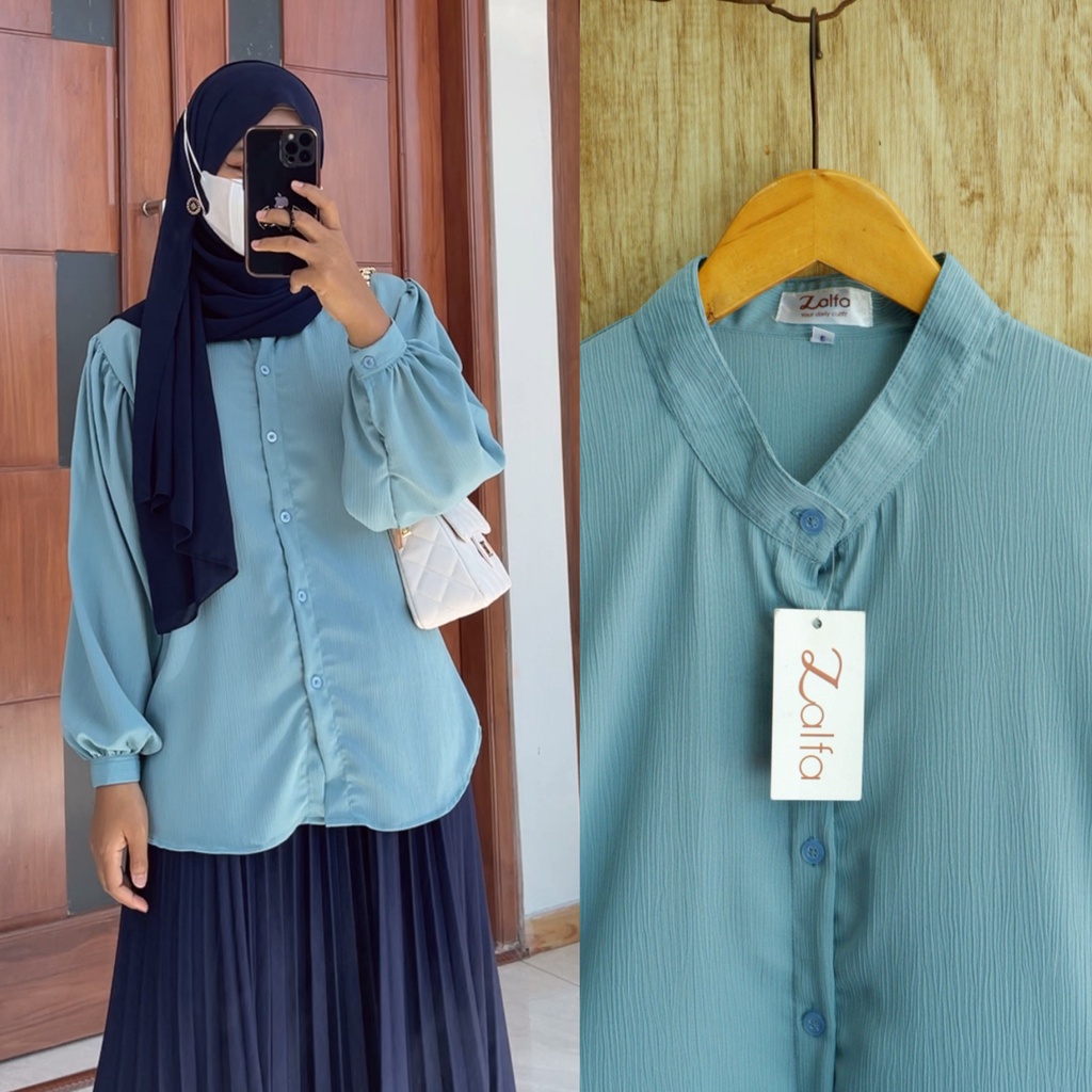 NADINE blouse by ZALFA OUTFIT / kemeja polos / blouse crincle/ kemeja crincle