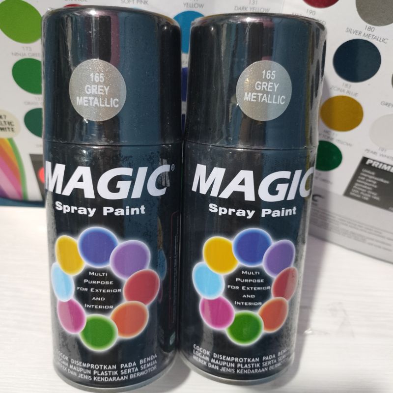 Magic Spray Paint Pilox Pilok Magic Metalic Grey Abu Metalik 165 abu abu 300cc Cat Semprot Serbaguna Magic Ukuran Besar 300 cc