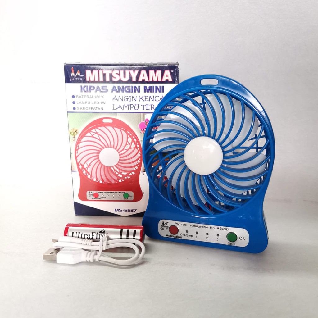 Kipas Angin Mini Mitsuyama Mini Fan Portable Batre Cas Kipas Mini Fan 3 Kecepatan