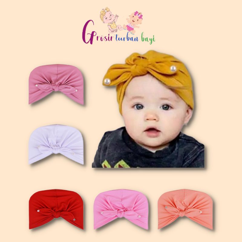 turban bayi kelinci mutiara/turban bayi perempuan/turban anak motif kelinci/ciput bayi perempuan/cip