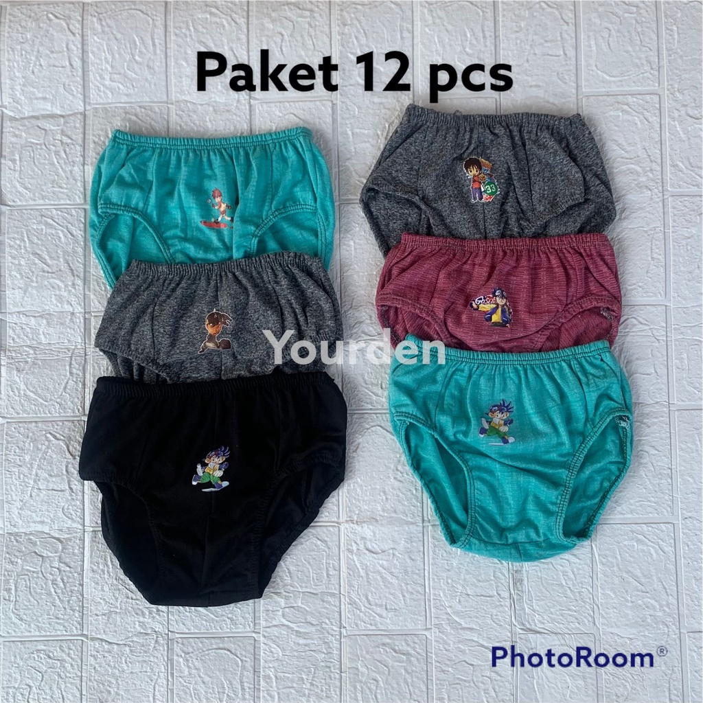 6 pcs celana dalam anak laki laki motif kartun