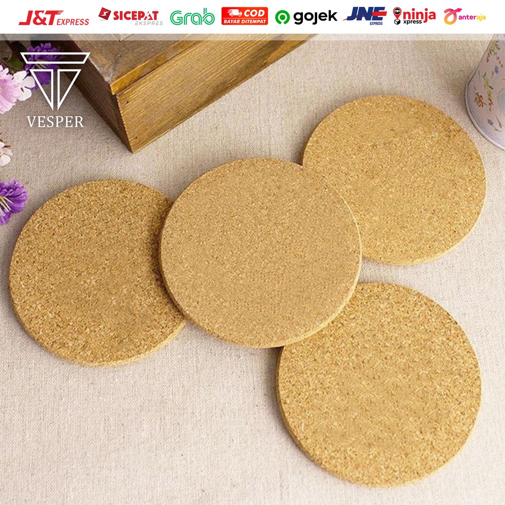 alas tatakan gelas / tatakan gelas kopi / cork wood drink coaster