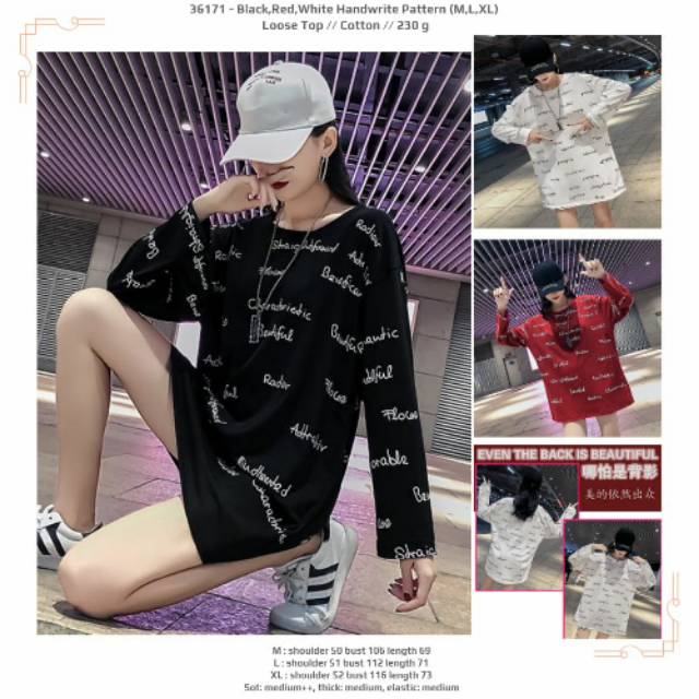 Kaos unik jumbo tulisan merah hitam putih