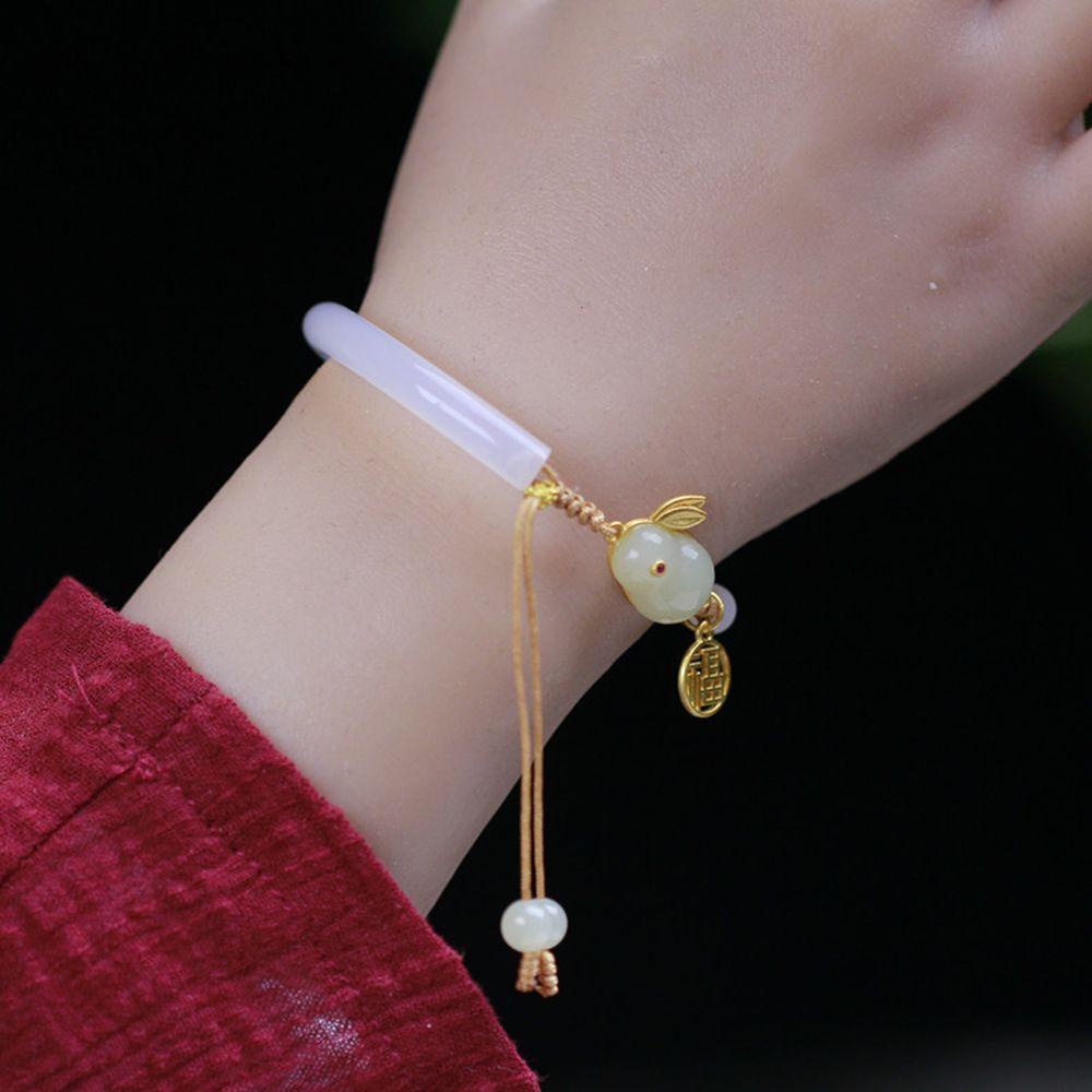 Mxbeauty Gelang Giok Imitasi Klasik Dapat Disesuaikan Hadiah Perhiasan Aksesoris Gadis Hanfu Aksesoris Wanita Bracelet