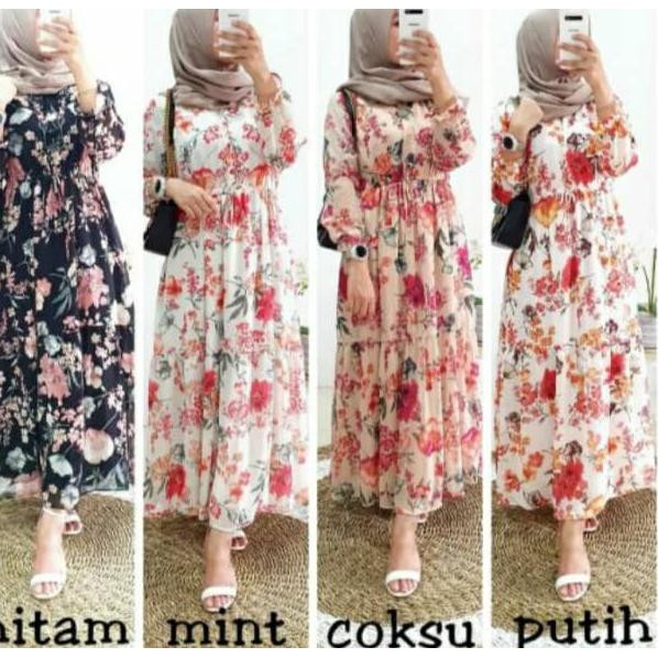 Penjualan Terbanyak.. Tunik Nagita bahan sifon motif bunga