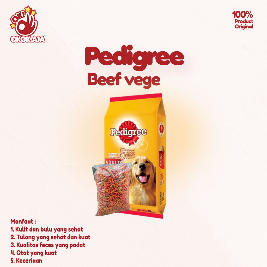 Makanan Anjing kering PEDIGREE 1kg rasa Beef atau Chicken vegetable