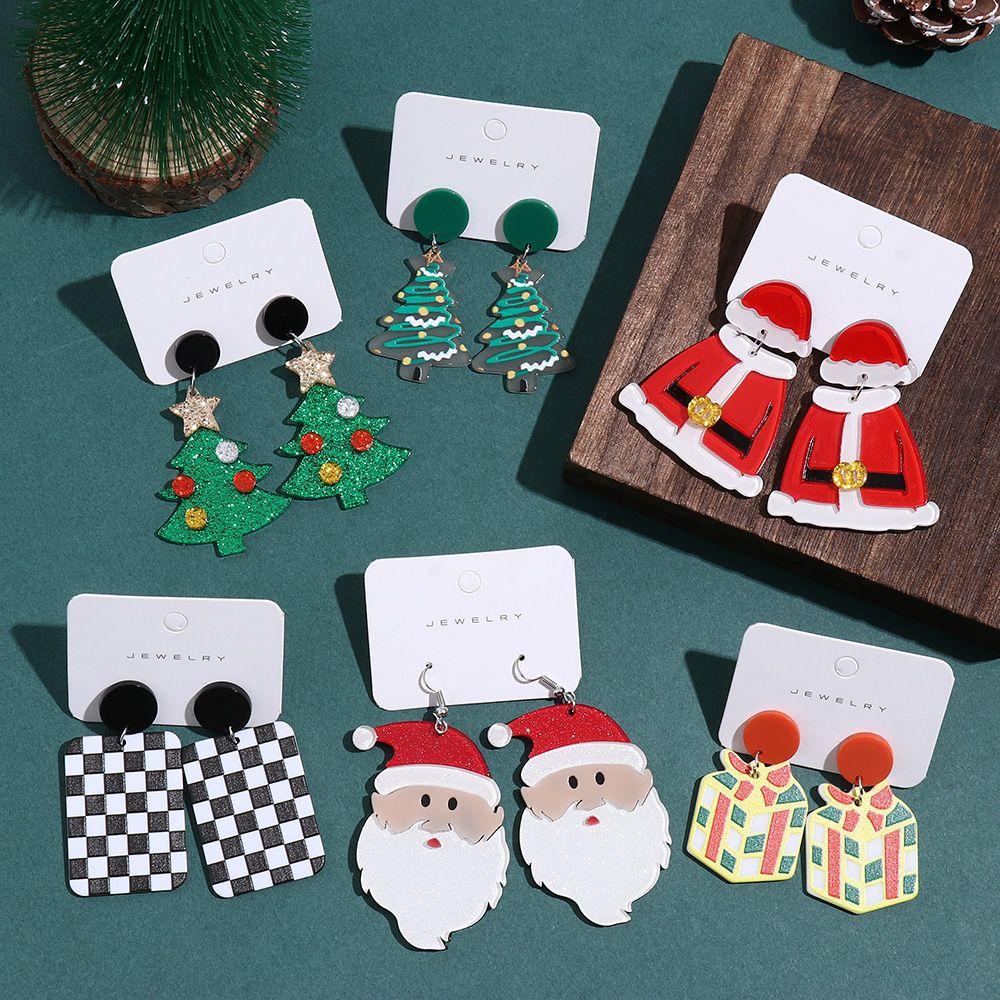 Preva Anting Natal Anting Perhiasan Fashion Snowflake Snowman Xmas Hadiah Akrilik