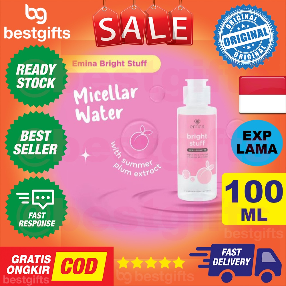 EMINA BRIGHT STUFF MICELLAR WATER MEMBERSIHKAN MAKEUP MAKE UP KOTORAN DARI WAJAH TIDAK LENGKET KULIT MUKA 100 ML