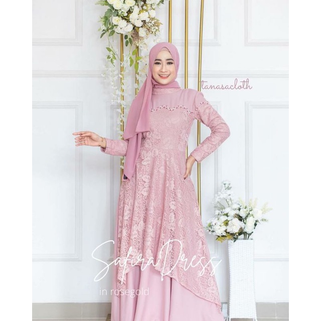 Safira Dress | Dress Outer Organza | Gaun Muslimah | Gamis Kondangan Muslimah