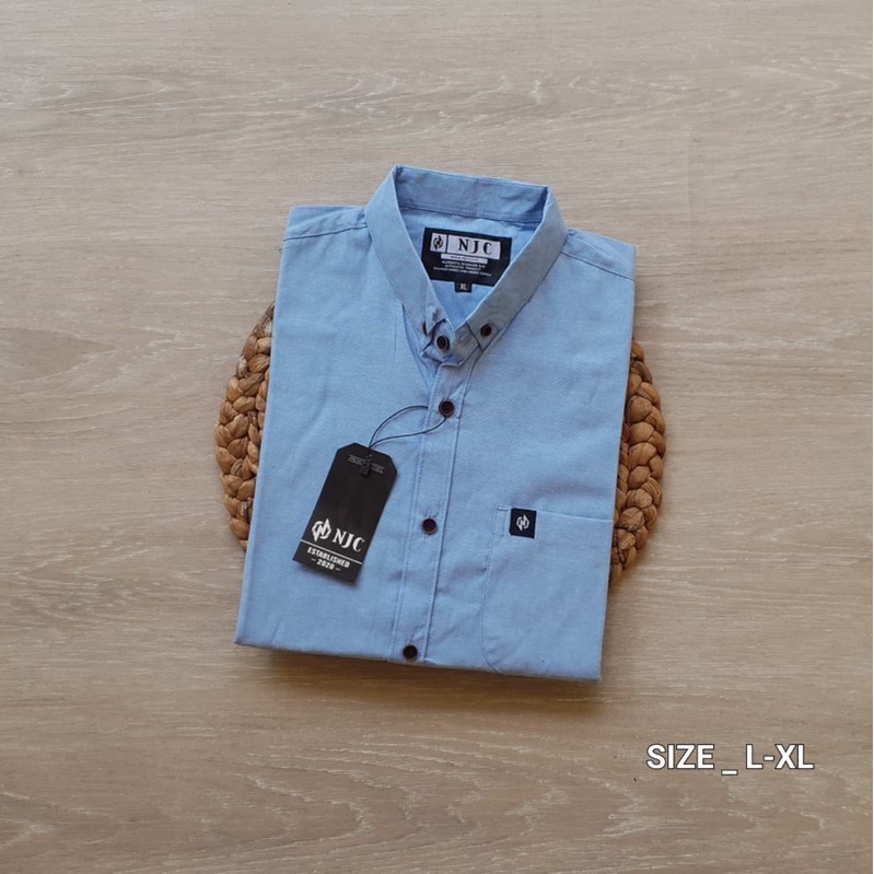 KEMEJA POLOS BIRU LAUT PRIA LENGAN PENDEK GREENLIGHT SUPER PREMIUM STANDAR DISTRO