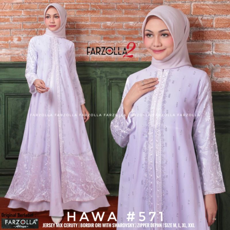 Abaya Turkey putih bordir swarovsky hawa 571   Farzolla
