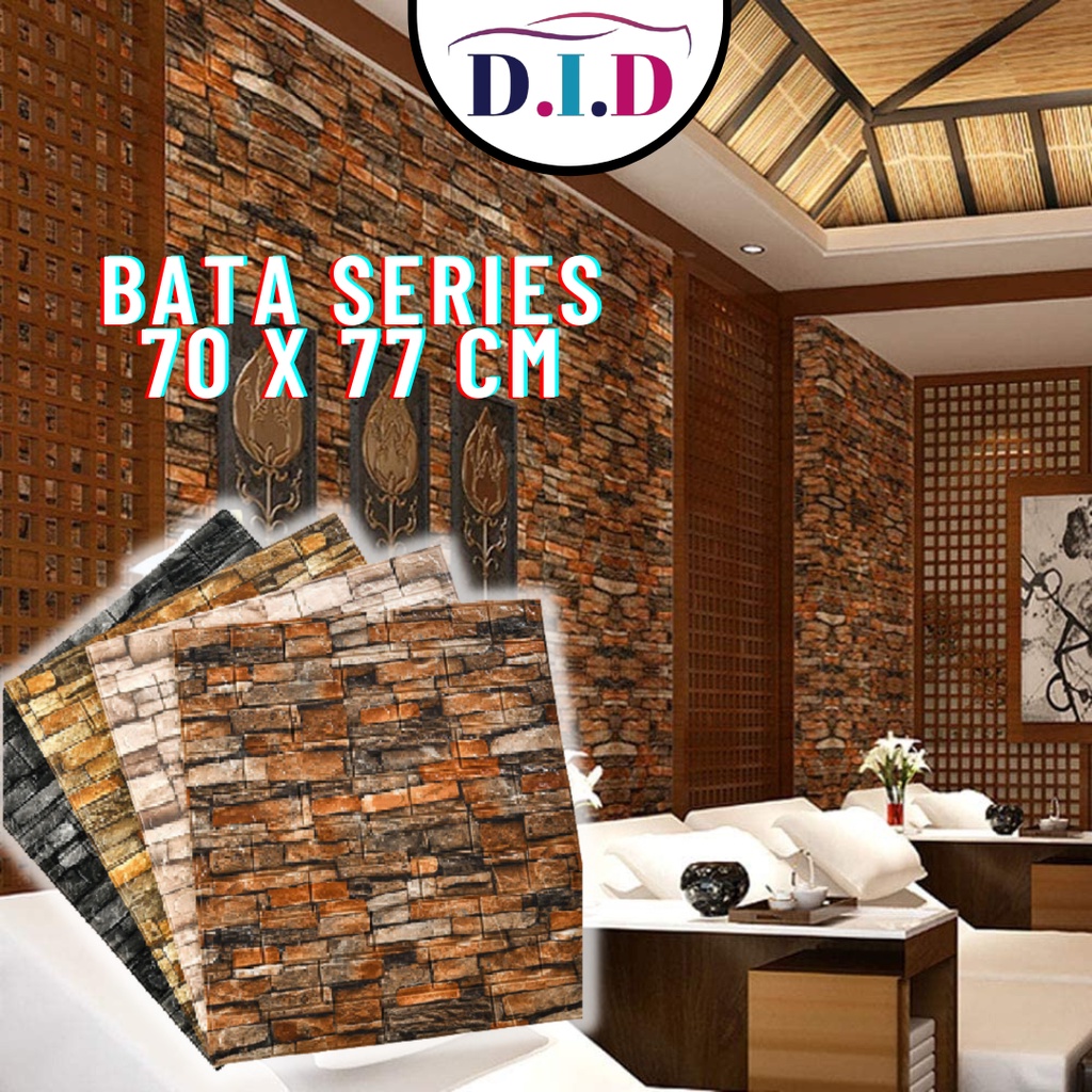 DID - Wallpaper 3D Foam Bata 70 X 77 CM Stiker (TEBAL 5 MM) Foam Bata Hitam Bata Orange Murah