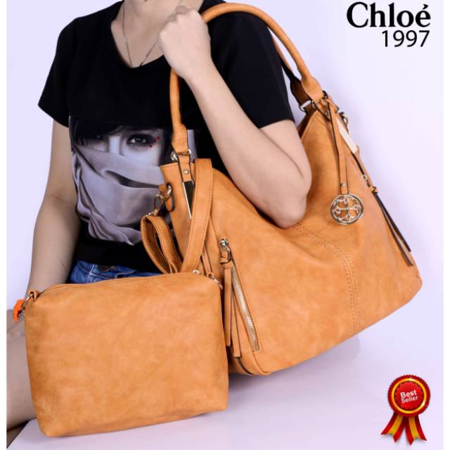 New Arrival CHLOE HOBO Glazed Curios 2in1 HandBags Soft Clemence Leather Hardware Gold(1997)