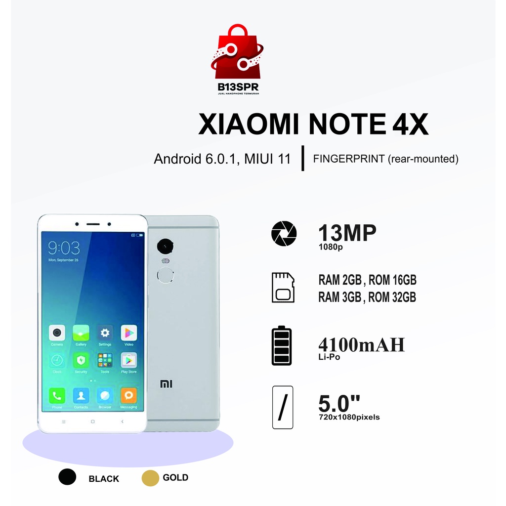 COD HP Xiaomi Redmi note 4X ram 4GB memory 64gb Global version Jaringan 4G Lte Handphone NEW murah
