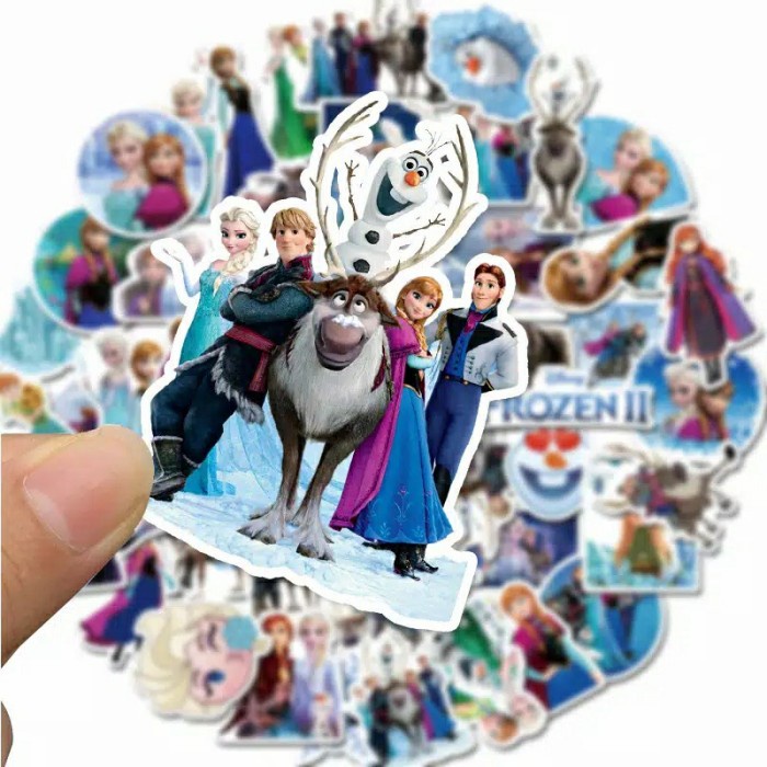 

50 Pcs Sticker Frozen Elsa Anna Waterproof - Stiker Anti Air