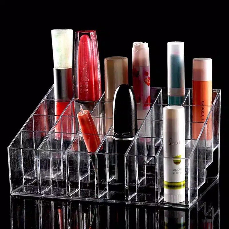 ✿ELYSABETHME✿ Rak lipstick bening acrylic display untuk hiasanb kamar meja rias toko kosmetik rapi lipcream lipbalm liptint