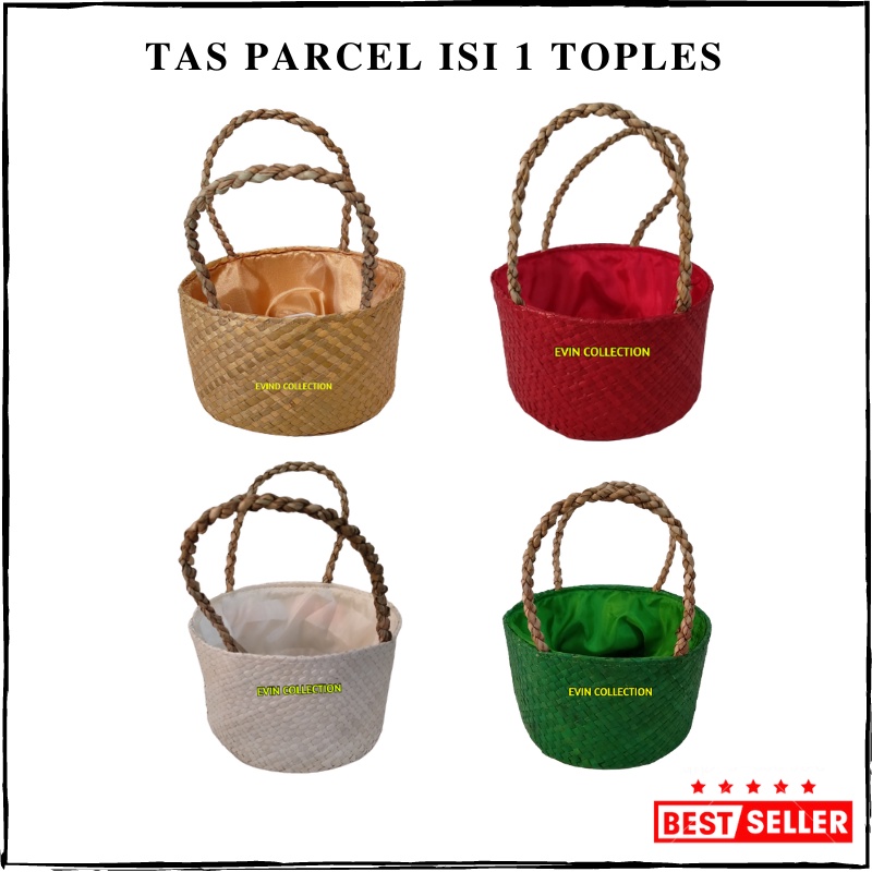 Keranjang Hampers Anyaman Pandan Isi 1 Toples Tas Parcel Lebaran