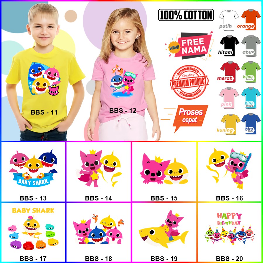 Kaos Ulang Tahun Baby Shark ULTAH COUPLE ANAK DAN DEWASA