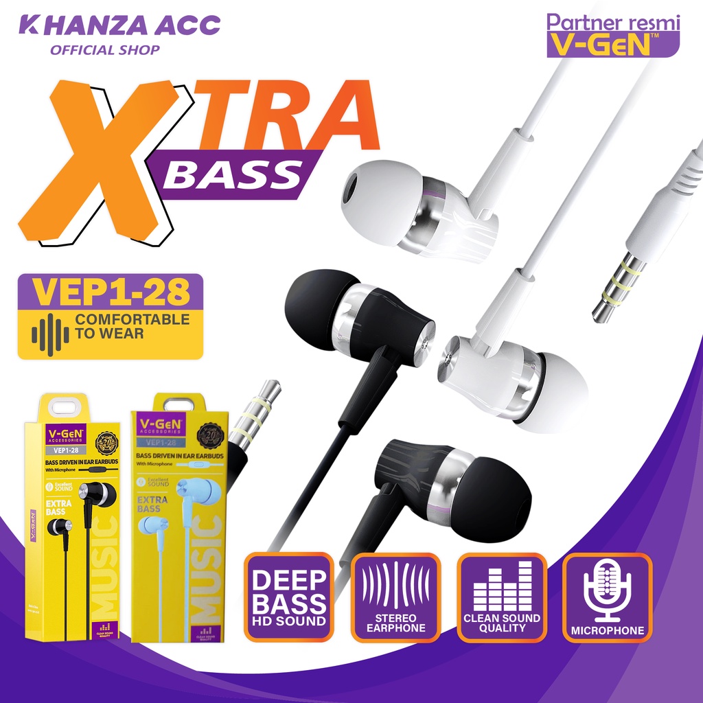 KHANZAACC VGEN VEP1-28 Wired Earphone Xtra Bass