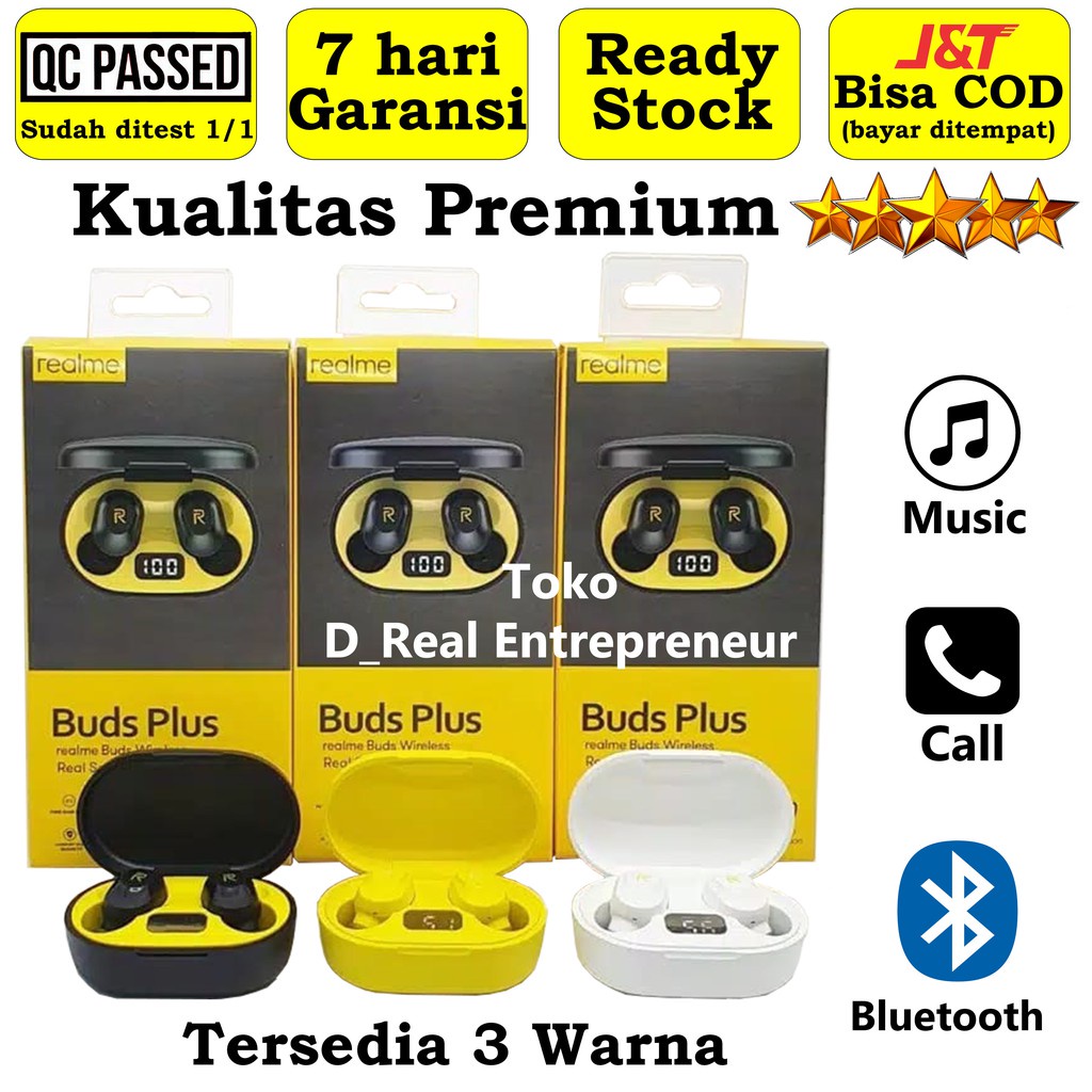 Headset Bluetooth Realme Buds Plus Earphone WIreless Super Bass