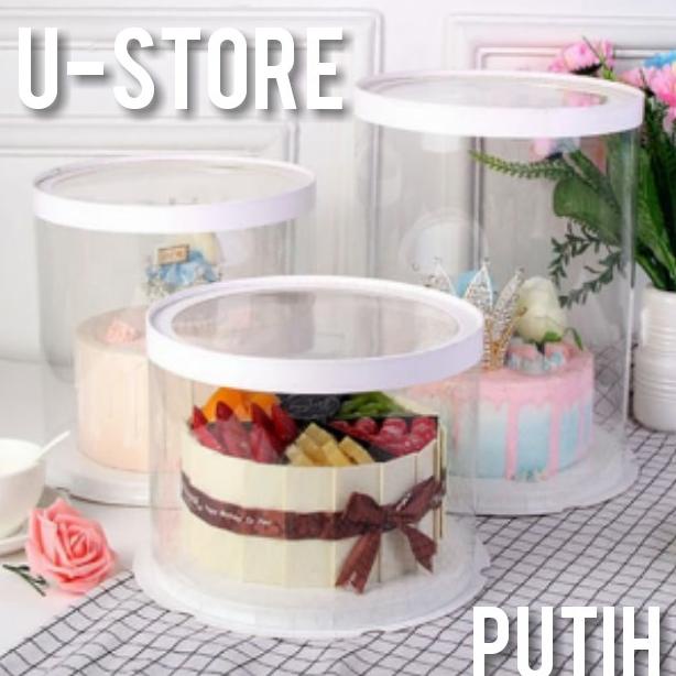 

Cake Box Bulat Dus Kue Kotak Kue Transparant Mika Pet 22X22 Cm
