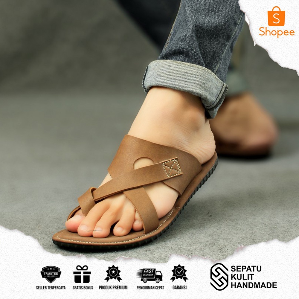 SKH x BARITO - Sendal Jepit Kulit Sapi Asli Original 100% Cibaduyut Bandung  Cowok Dewasa Remaja Pri