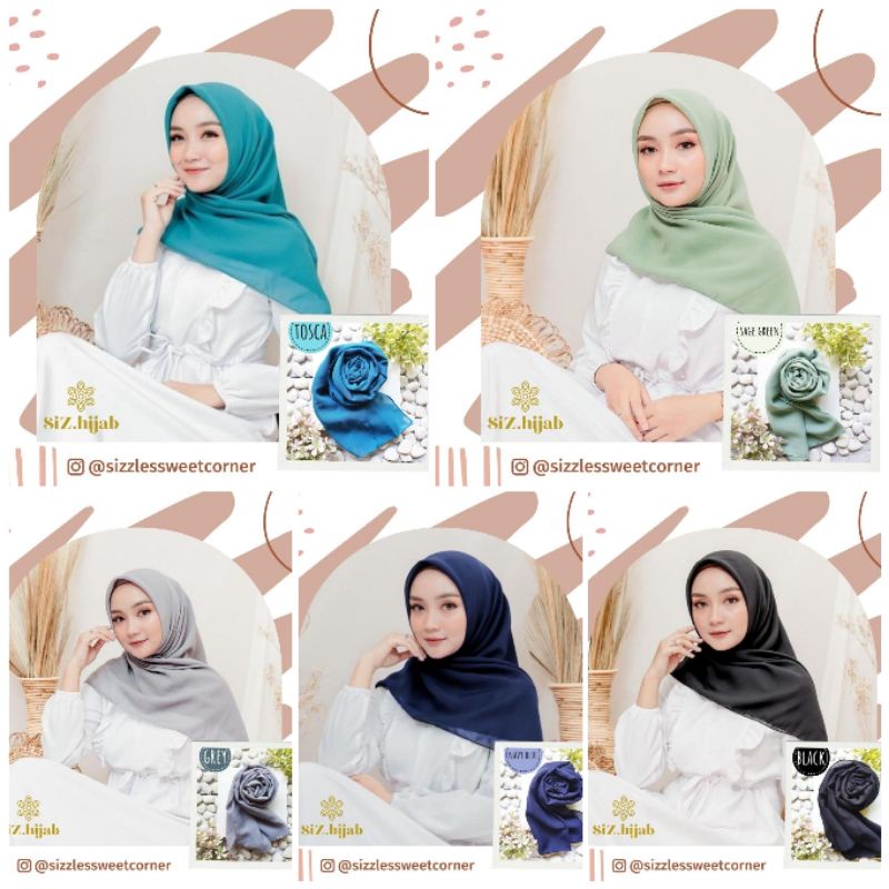 Hijab Bella Square Polly Cotton Segiempat Kain Chiffon Sifon Premium Daily Jilbab Kerudung Polos 115