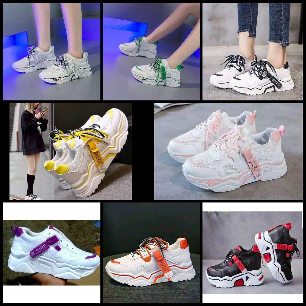 Sepatu Sneakers Sport Fashion Korea JINTU/ Sepatu Kets Jintu Wanita Pria/ Sepatu Kasual Putih Cewek