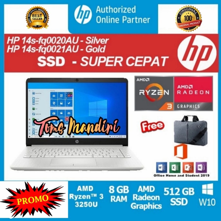 HP14s-fq0020/0021AU Ryzen 3-3250U/512GB SSD/8GB/Win10+OHS/14"