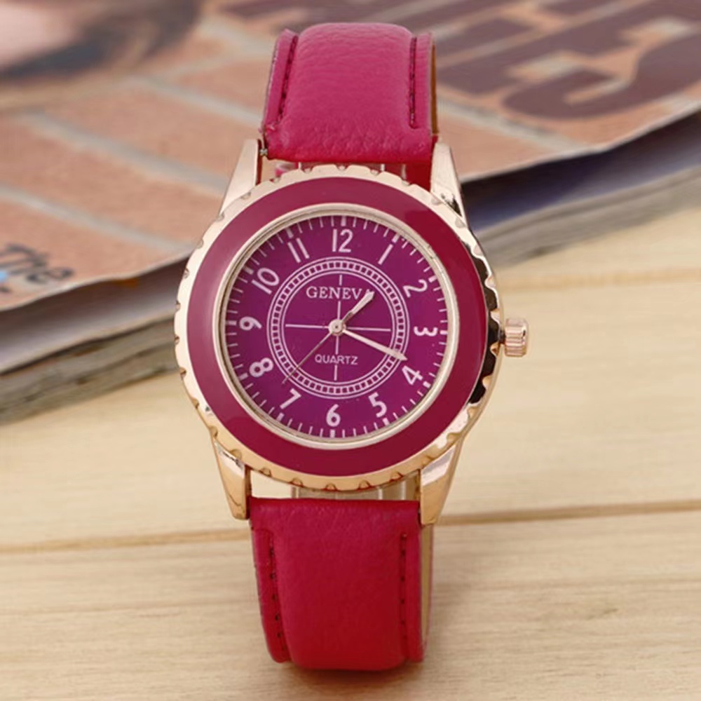 Jam Tangan Strap Kulit Quartz Romawi  Gaya Korea Untuk Wanita Import Fashion Watches-33-4 #2 Pink Pink