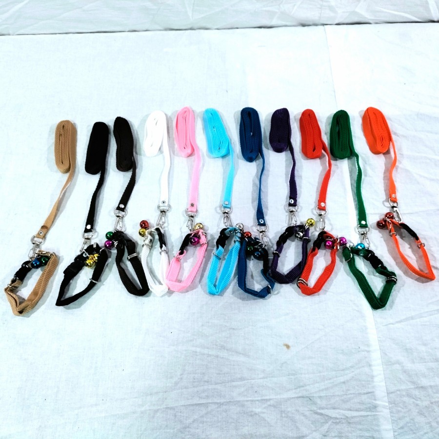 Tali Tuntun kalung lonceng kerincing warna polos untuk kucing kelinci luak musang dan hewan pelihara