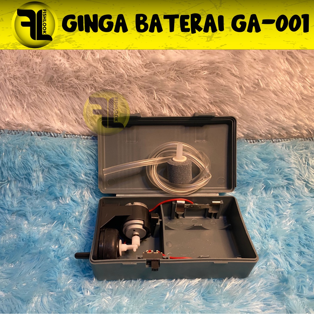 GINGA 001 Mesin Aerator Airpump Aquarium Baterai Batre