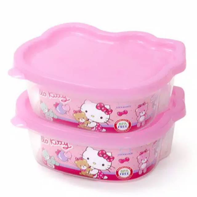 Tempat Makan Anak Lock and Lock Hello Kitty Mascot Pink (Isi 2 pcs)