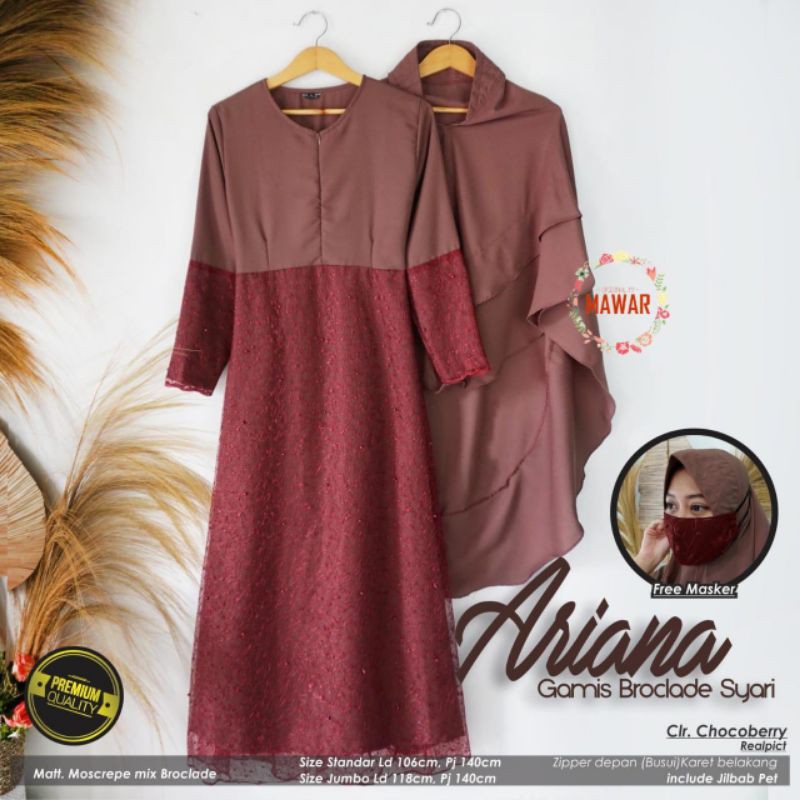 Ariana satin (broklat syar'i) free masker