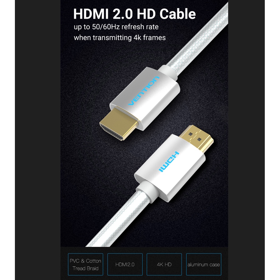 Vention Kabel High Speed Cotton Braided HDMI 4K Cable 1m 1.5m 2m Male