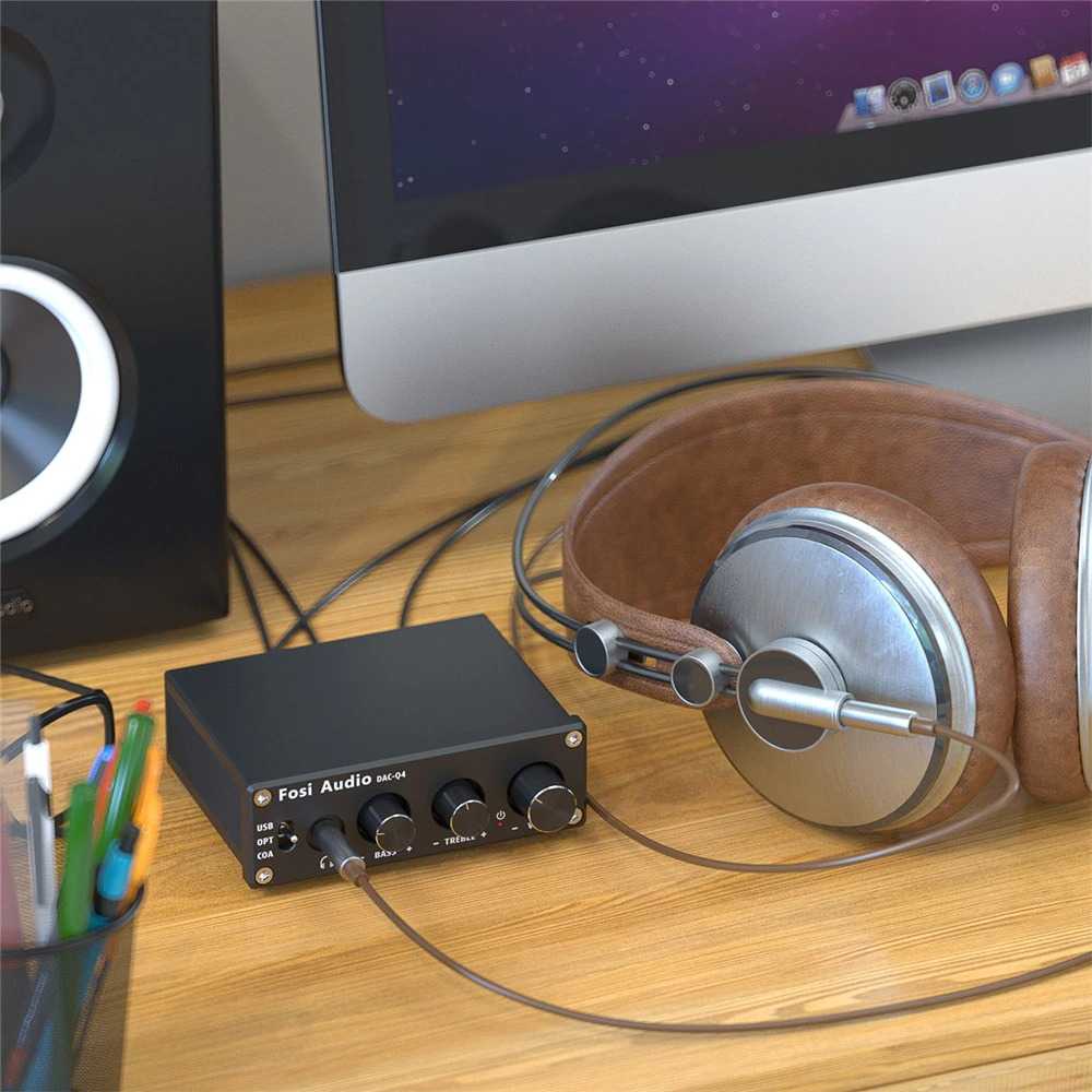 IDN TECH - Fosi Audio USB Amplifier HiFi Stereo Gaming DAC &amp; Headphone - DAC-Q4