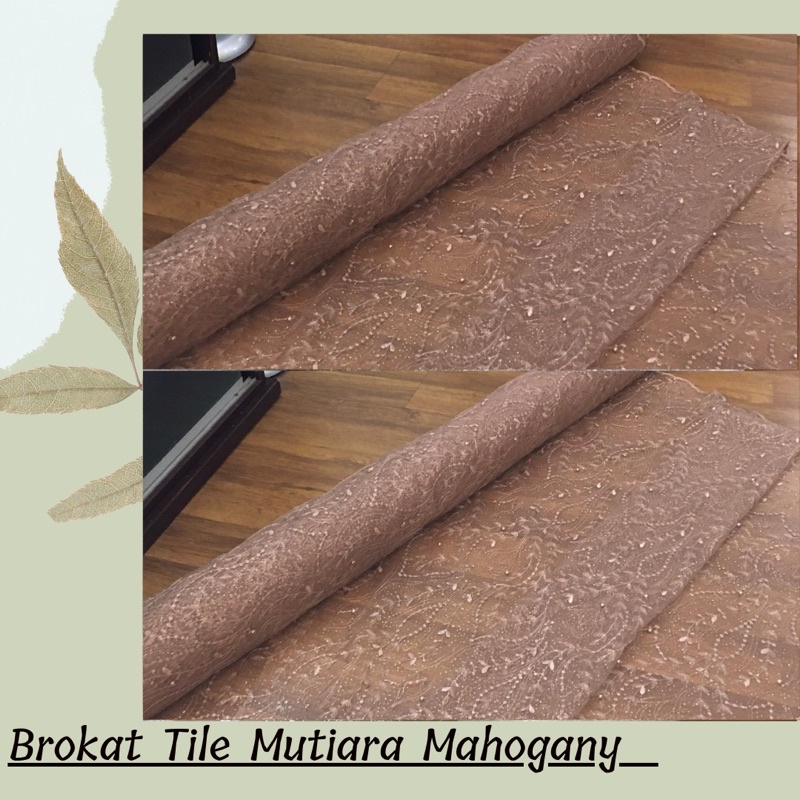 Kain Brokat Tile Mutiara Mahogany Warna Milo