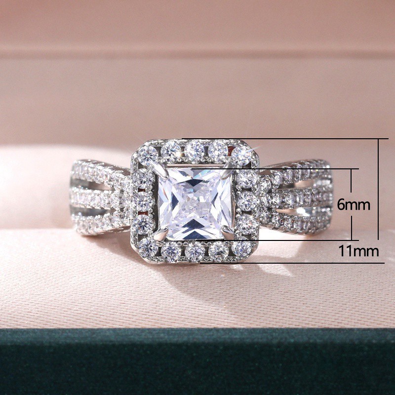 Cincin Cubic Zirconia Gaya Modern Untuk Wanita