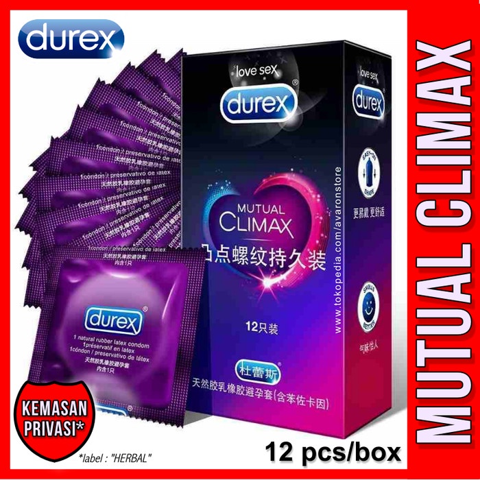 Privasi Aman Kondom Durex Mutual Climax Dotted Gerigi Tahan Lama - 12 pcs