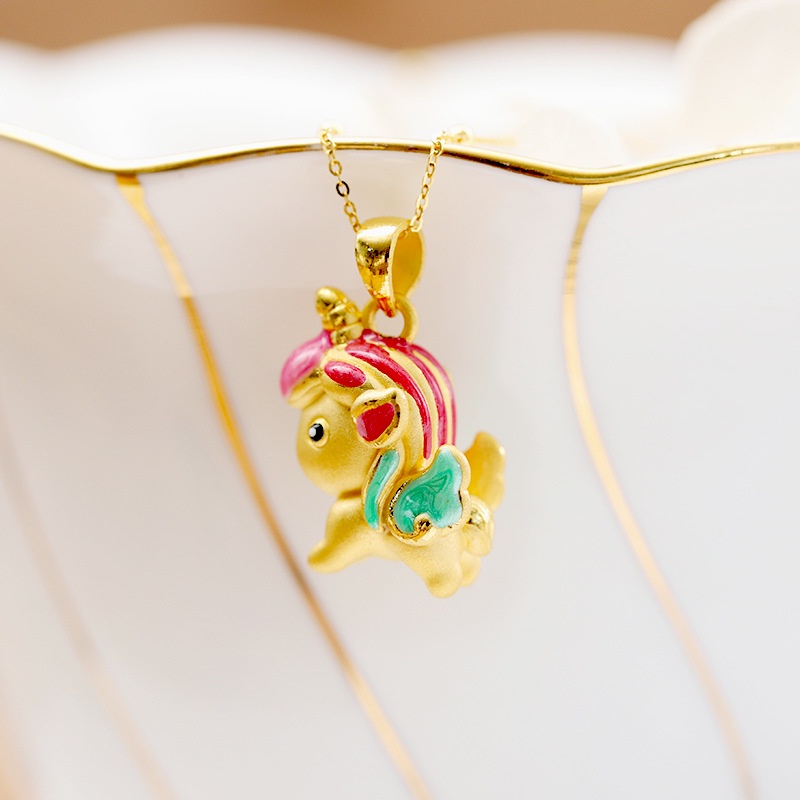 [Ready Stock]Fashion Gold Plated Cute Rainbow Unicorn Pendant Necklace